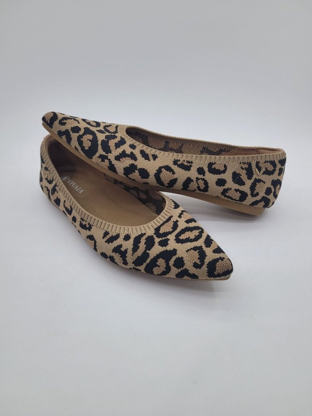 Pristine Vivaia Aria Pointed Toe Flats Leopard Size 38 EU 7-7.5 US